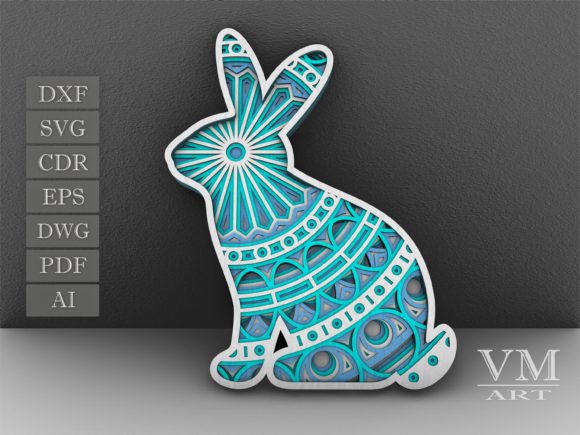 3D Easter Bunny and Layered Easter Bunny Digital Designs