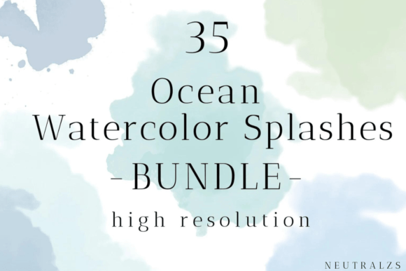 Blue and Green Watercolor Paint Splashes for Creative Projects