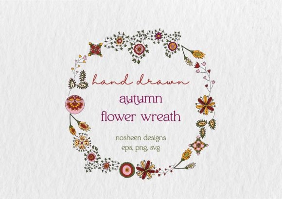Circular Autumn Flower Clipart Wreath: A Beautiful, Versatile Addition to Your Creative Projects