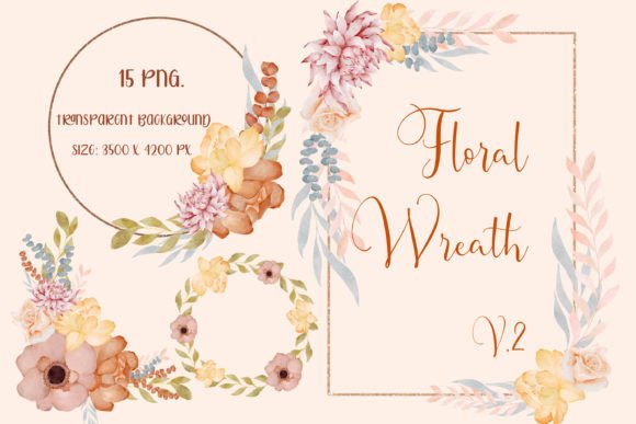 Elevating Visual Storytelling with Floral Wreath V.2 and Floral Wreath Watercolor Clipart
