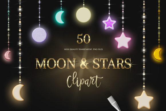 Glow Stars and Moons Clipart: Celestial Design Assets for Creative Projects