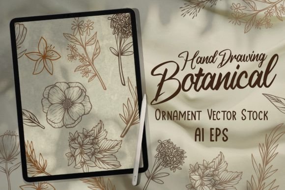 Hand Drawing Botanical Vector Element: A Vintage-Inspired Design Essential
