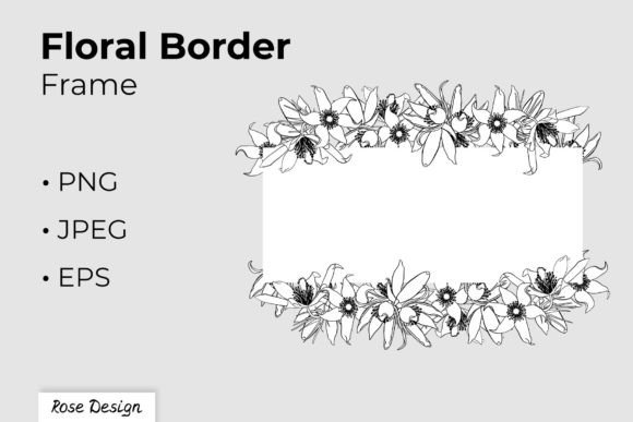 Hand Drawn Black and White Floral Frame