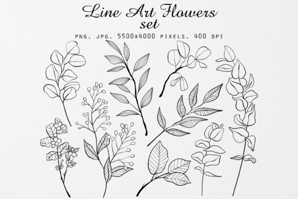 Line Art Flowers Clip Art Set: A Versatile Resource for Creative Projects