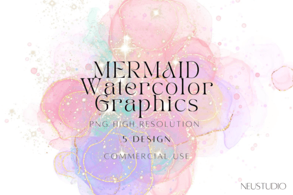 Mermaid Watercolor Background PNG for Creative Projects