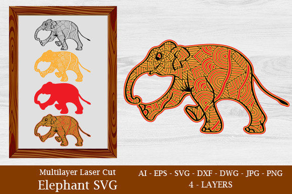 Multilayer Laser Cut Elephant SVG