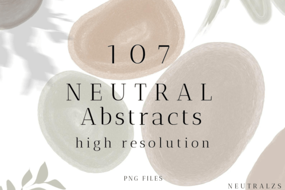 Neutral Abstract Shapes and Floral PNG
