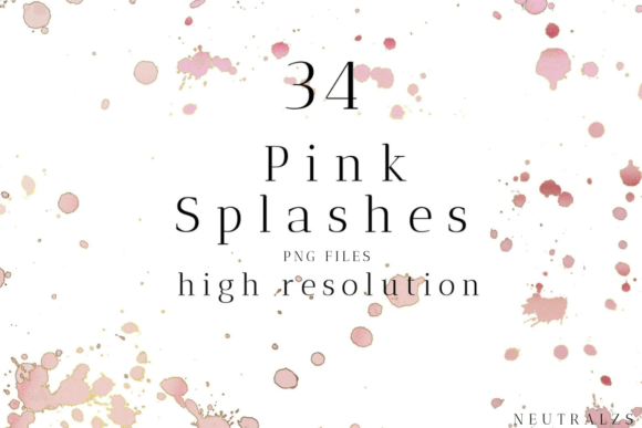 Pink Rose Gold Splashes Clipart
