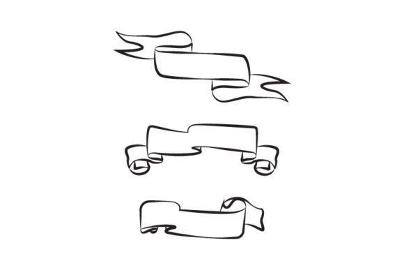 Scrolling Ribbon Banner Vector Outline