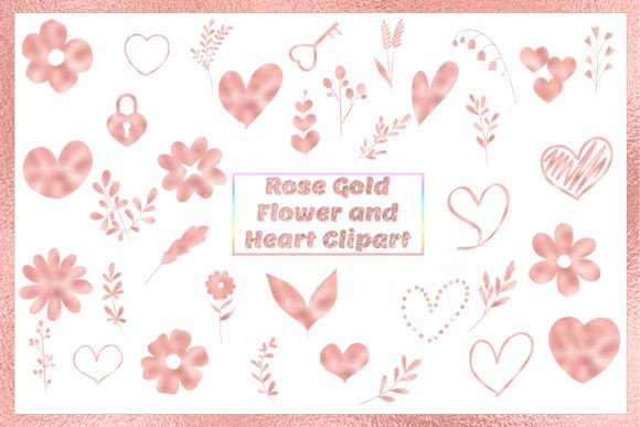 Strategic Application of Rose Gold Flowers and Hearts Clip Art in Professional Design