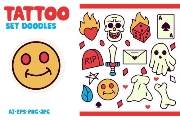 Tatto Doodle Set Illustration: A Versatile Resource for Creative Designers