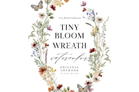 Tiny Bloom Watercolor Wreath 2: A Versatile Digital Illustration for Creative Projects