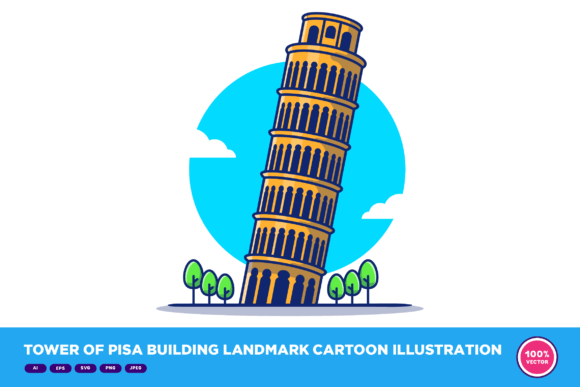 Tower of Pisa Building Landmark Cartoon: A Versatile Design Asset for Creative Projects