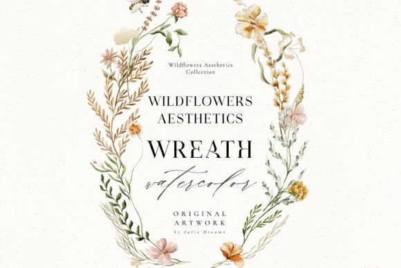 Wildflowers Aesthetics Wreath 1: A Versatile Watercolor Design for Creative Projects